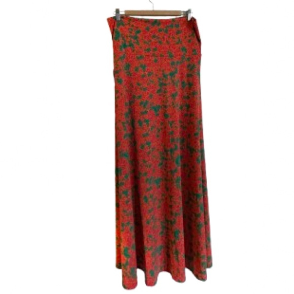LuLaRoe Red Floral Maxi Skirt with Green Accents - Size L - Picture 4 of 4
